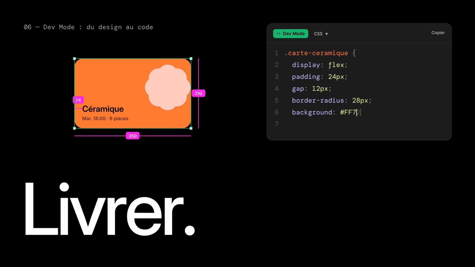 « Livrer. » : une carte d’interface et son code CSS